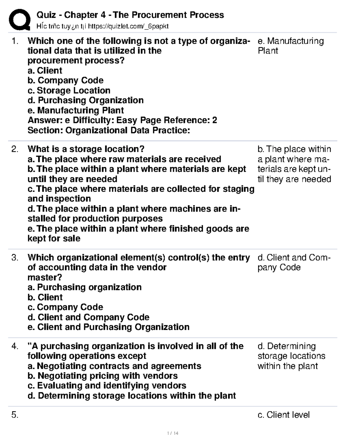 Quiz - Chapter 4 - The Procurement Process - HÍc trñc tuy¿n t¡i quizlet ...