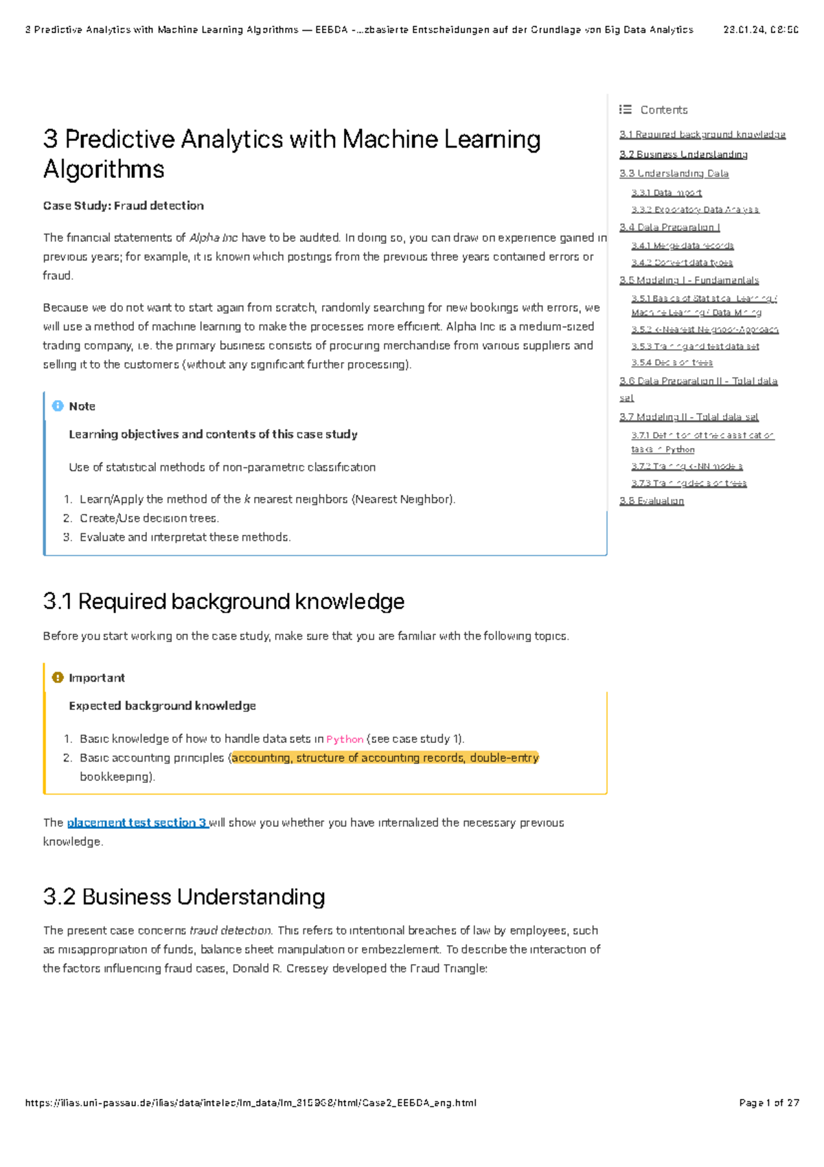 Predictive Analytics Case Study: Fraud Detection Using ML - EEBDA - Studocu
