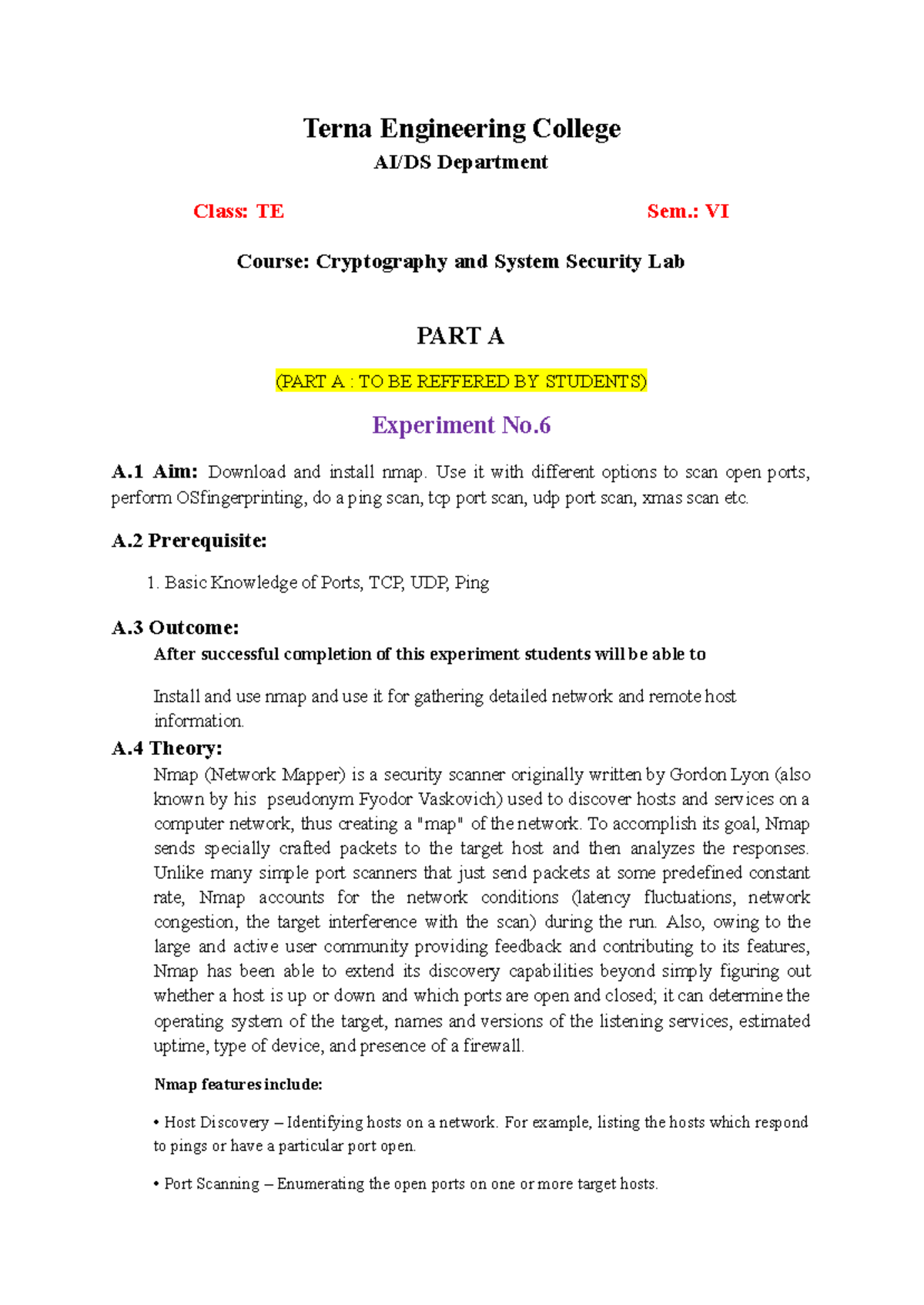 EXP NO-6 - document of practical - Terna Engineering College AI/DS ...