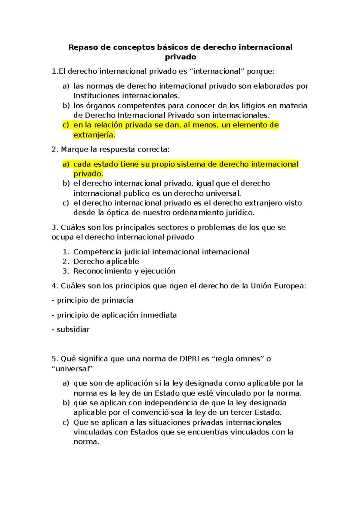 Repaso conceptos básicos Derecho Internacional Privado (DIP) - Document Preview