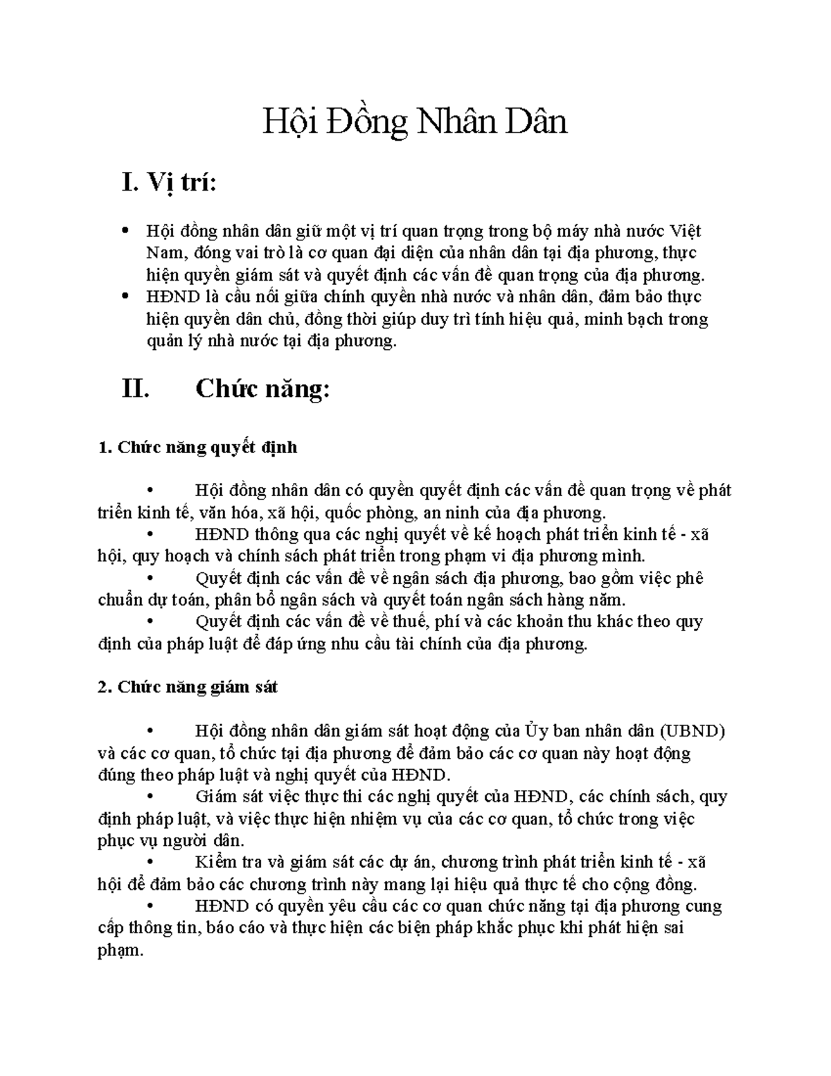 HĐND - Tìm hiểu chức năng và vai trò của Hội Đồng Nhân Dân - Studocu