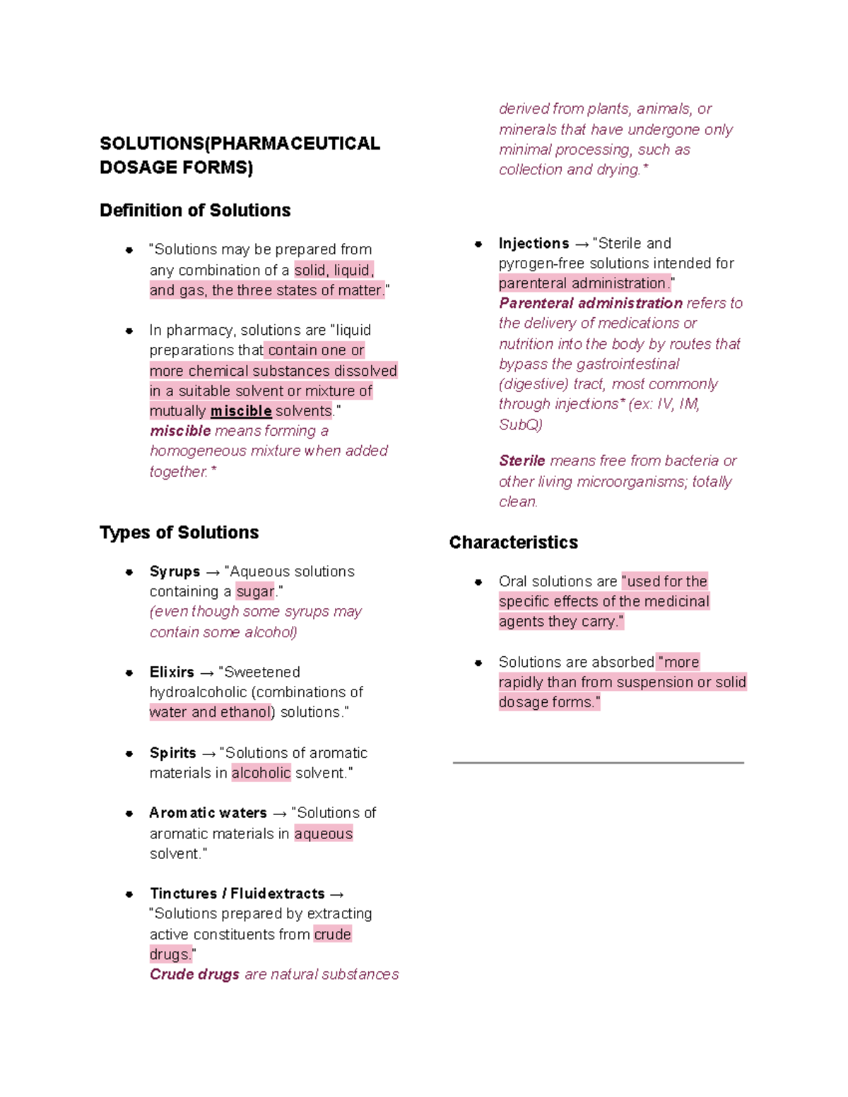 PHAR 101: Solutions Reviewer for Pharmaceutical Dosage Forms - Studocu