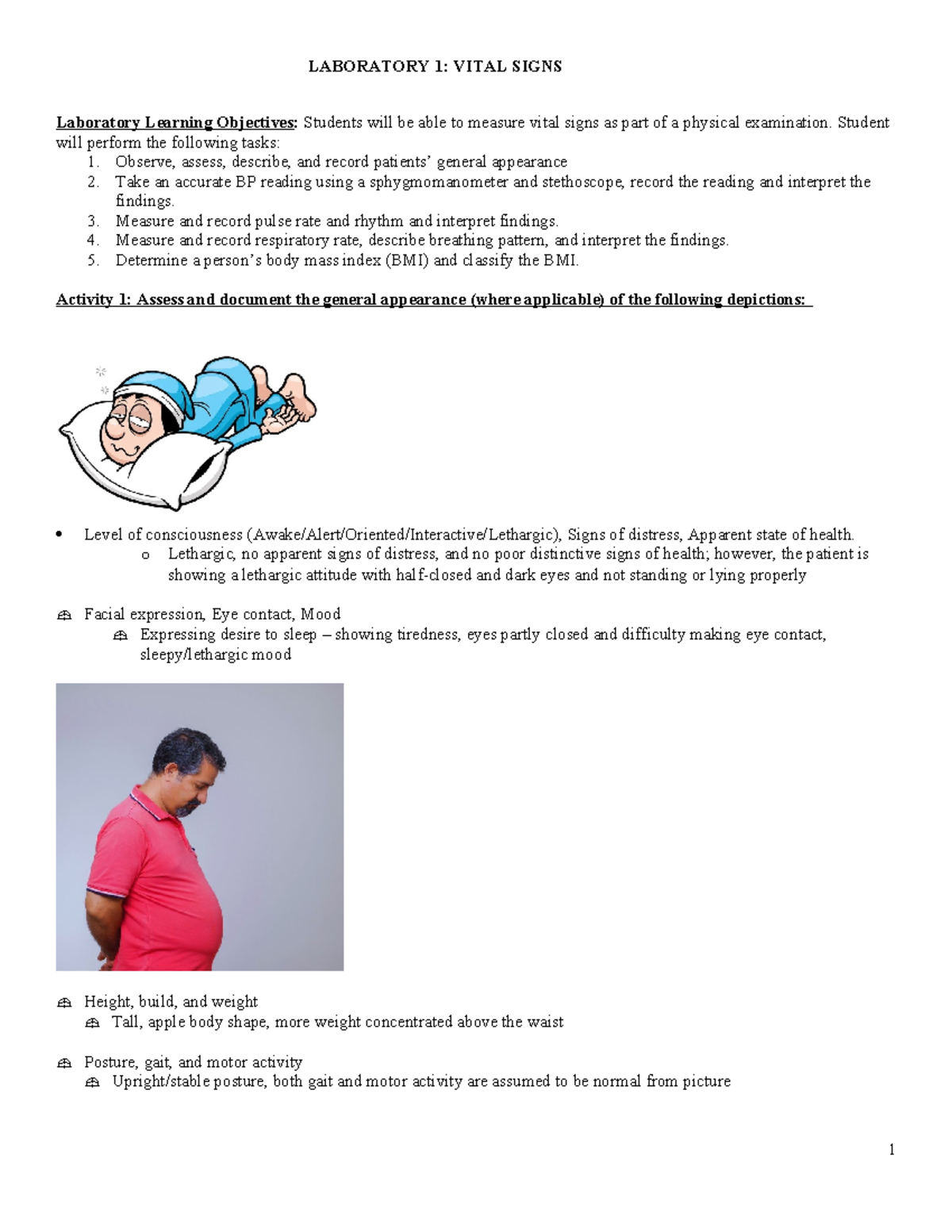 Week 1 - Lab 1 Vital Signs Measurement & Recording Guide - Studocu