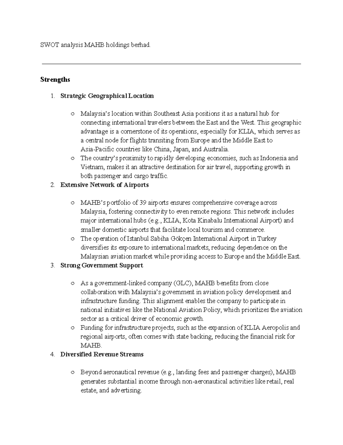SWOT Analysis of MAHB Holdings Berhad: Key Findings and Insights - Studocu