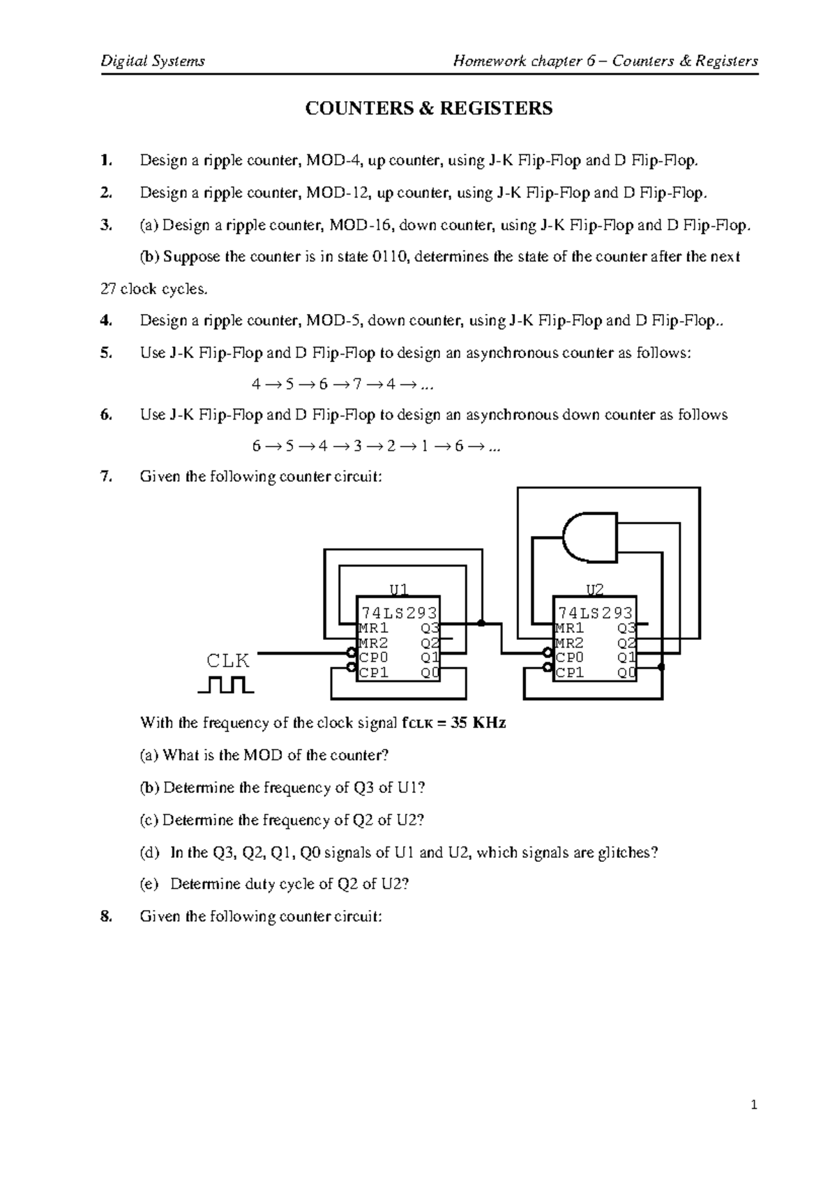 Homework 6: Counters and Registers in Digital Systems - Studocu