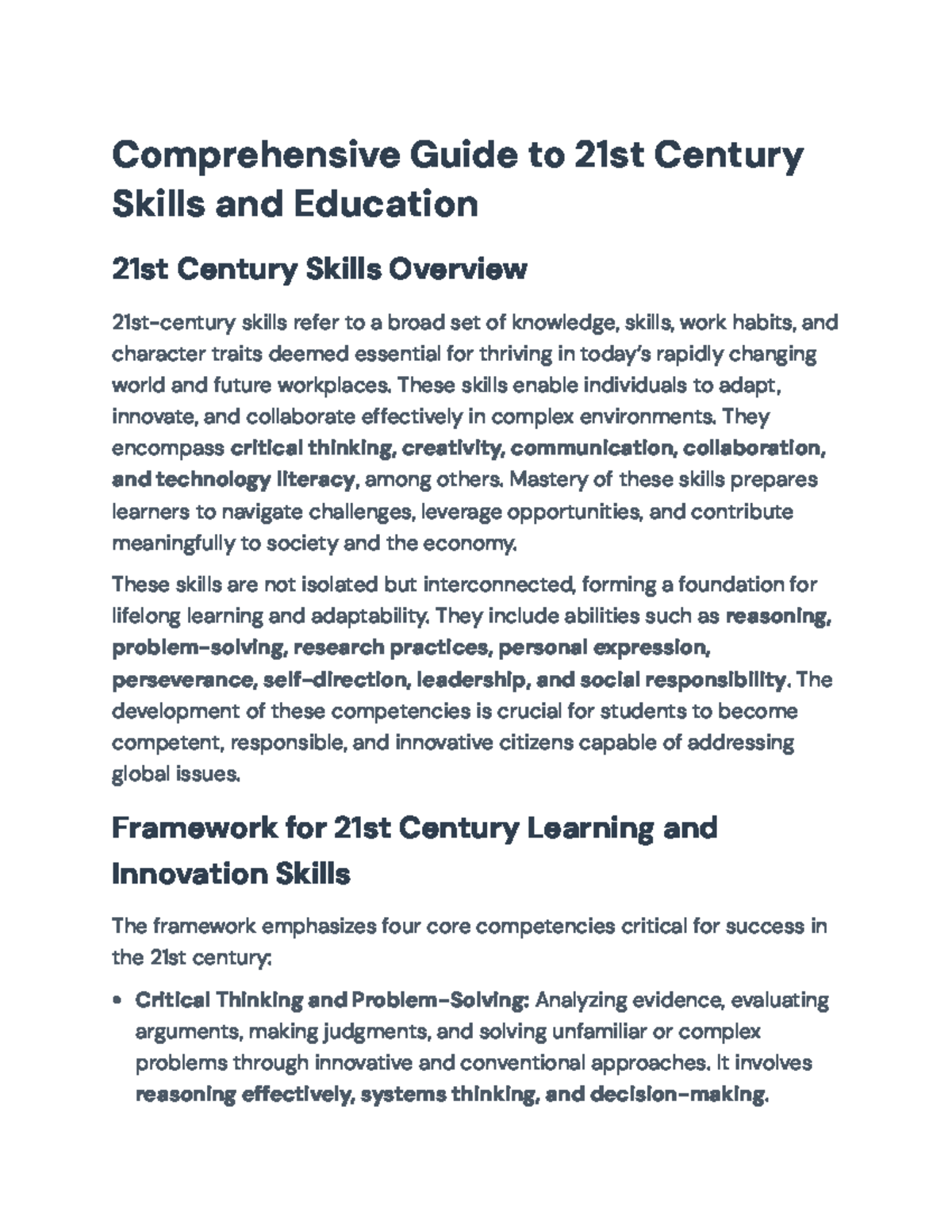 Comprehensive Guide to 21st Century Skills in Education: Framework ...