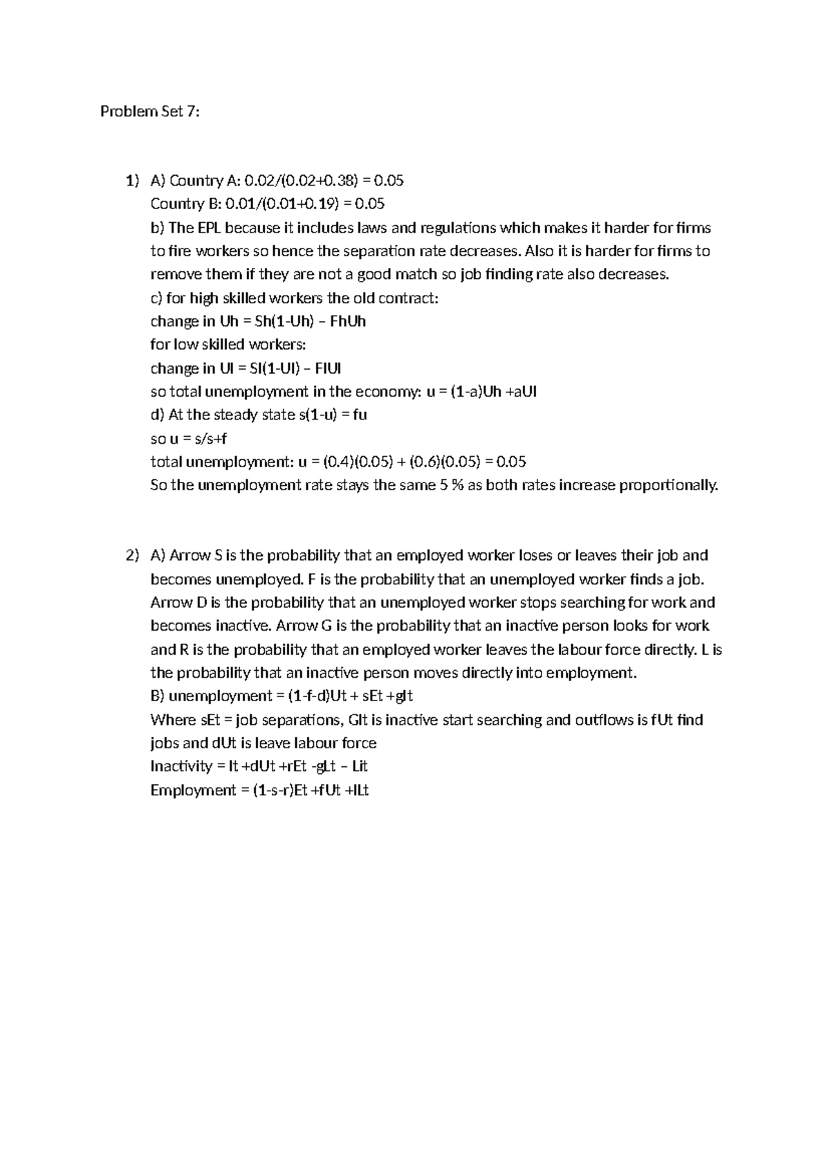 Problem Set 7: Unemployment Dynamics and Job Market Analysis - Studocu
