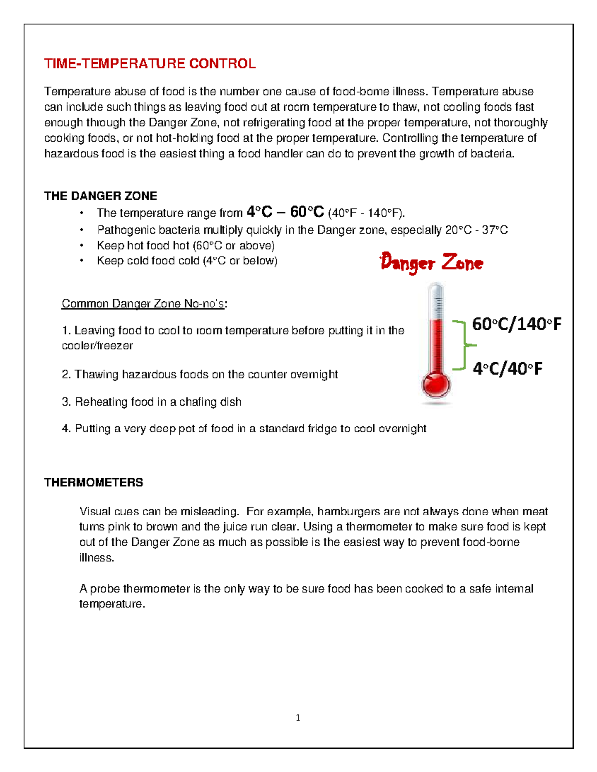 Module 5 - Time-Temperature Control: Preventing Foodborne Illness - Studocu