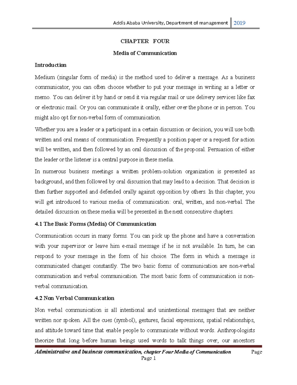 ABC Chapter 4 - Best - CHAPTER FOUR Media of Communication Introduction ...
