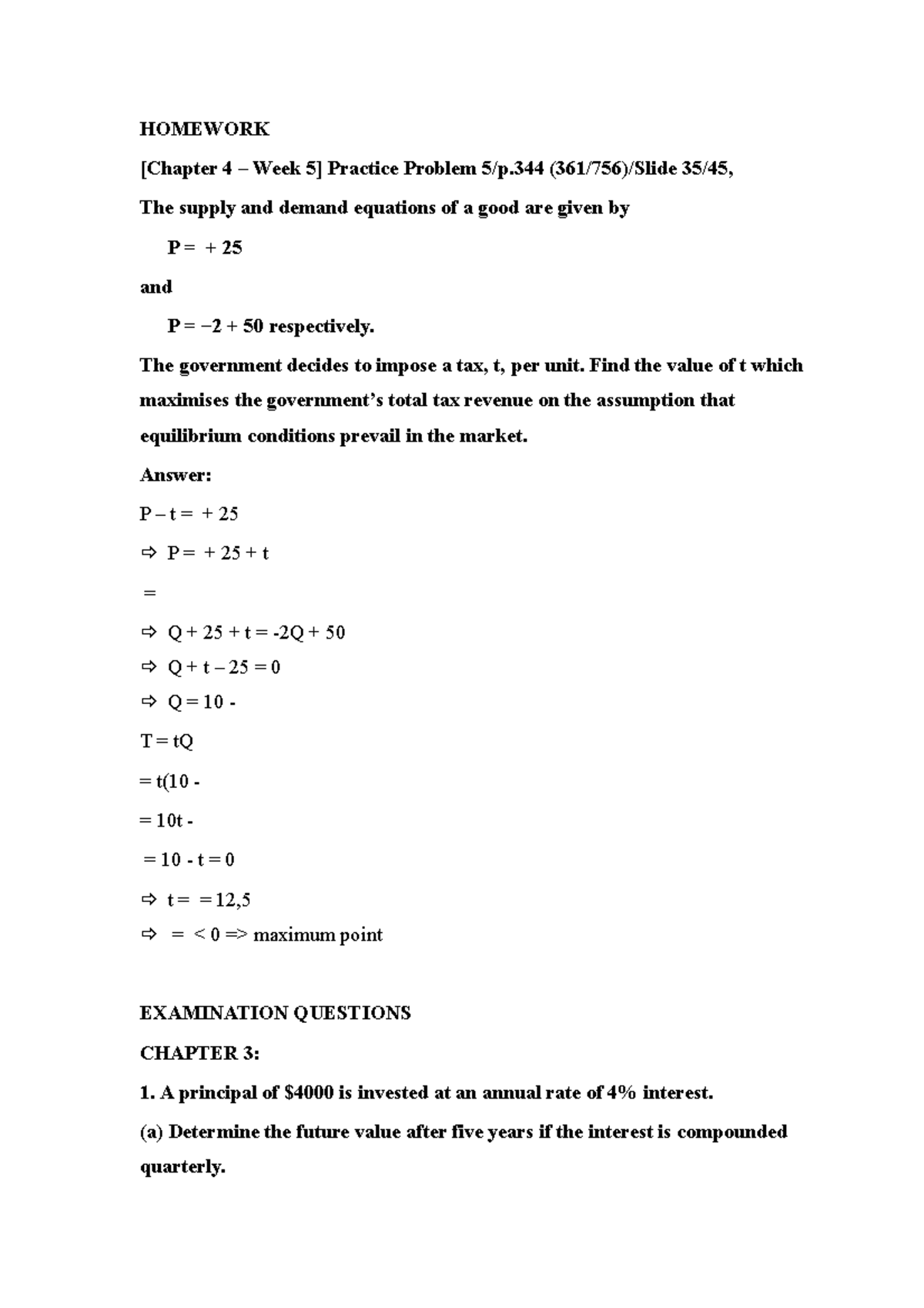 Mathematics for Business Economics - HOMEWORK [Chapter 4 – Week 5 ...