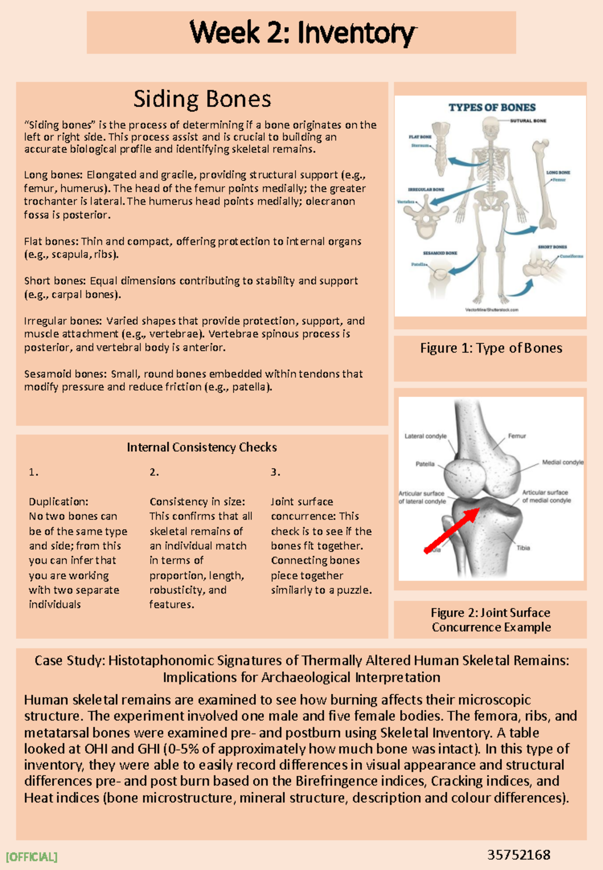 BMS213 Forensic Anatomy: Week 2 & 3 Bone Inventory Methods - Studocu