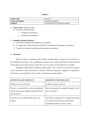 Book1 Module 1 - CRIMINAL JUSTICE SYSTEM - Module 1 Course Code CLJ 102 ...