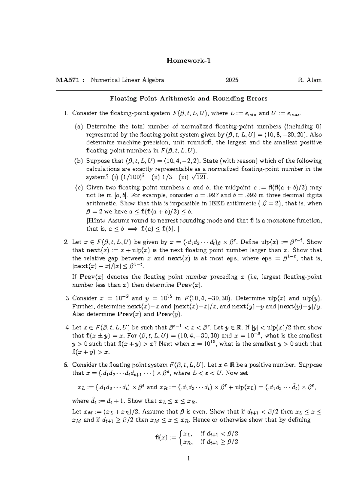 HW-2025-5 - practice problem - Homework- MA571 : Numerical Linear ...