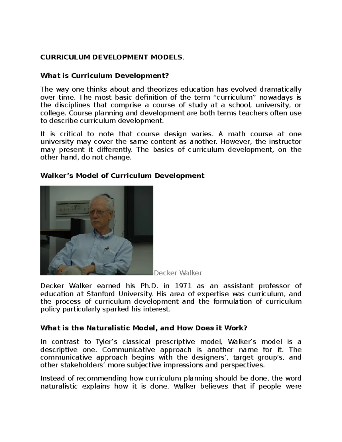 Curriculum - Notes - CURRICULUM DEVELOPMENT NOTES- FACULTY OF EDUCATION ...