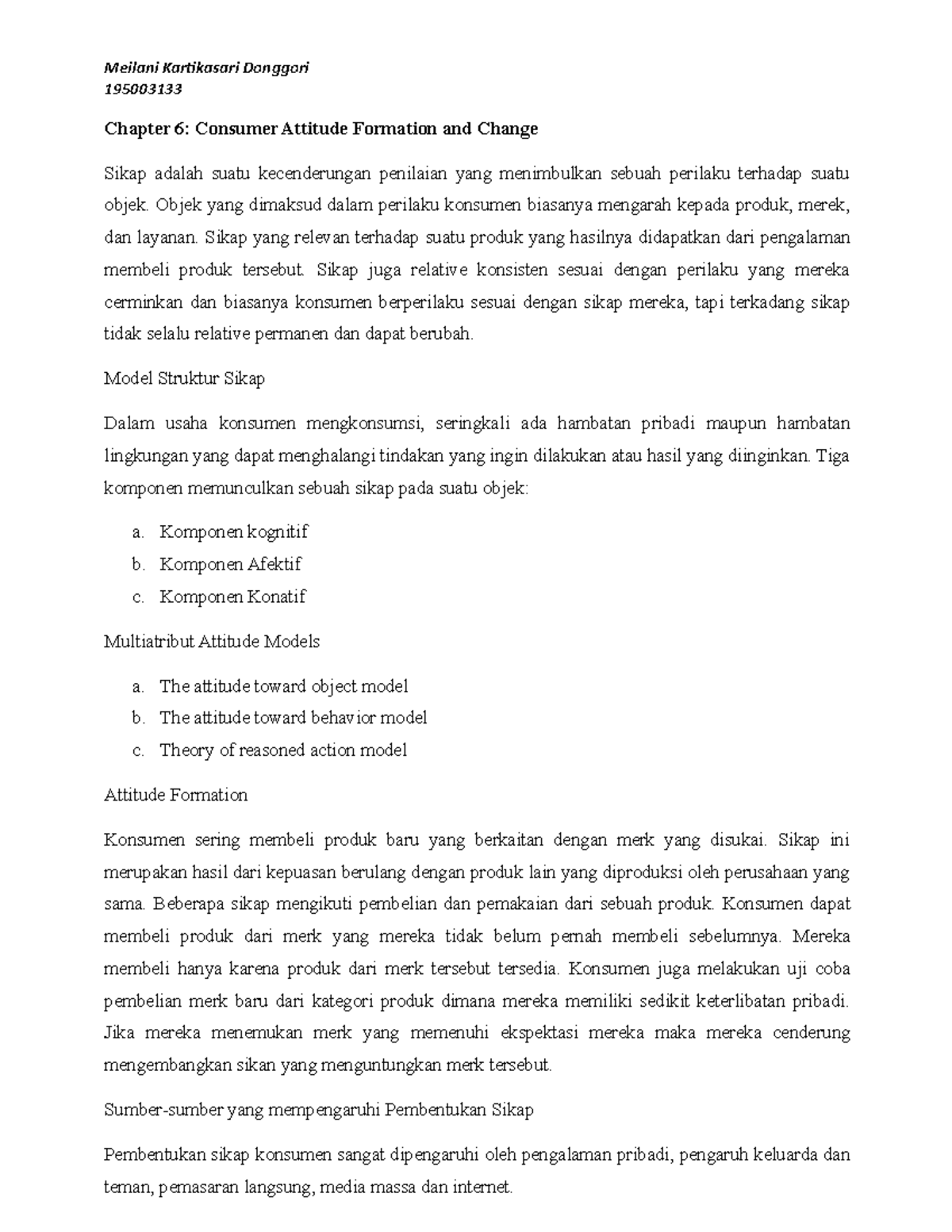 Summary of Chapter 6 - Consumer Attitude Formation (195003133) - Studocu