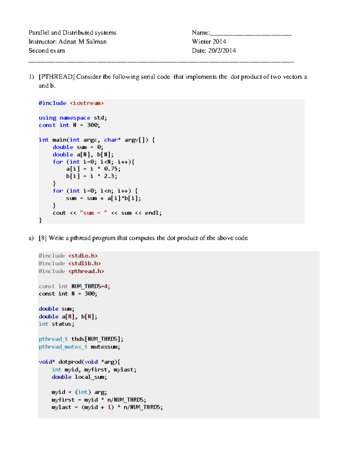 Exam 2 Solutions for Parallel & Distributed Systems - PDS 101 - Studocu