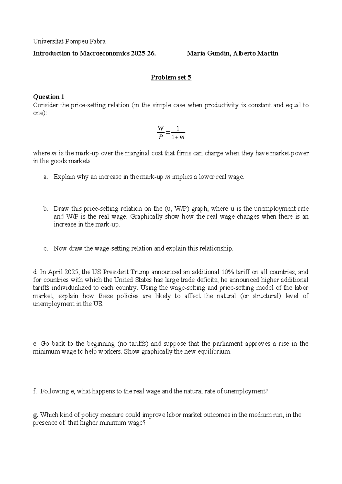Problem Set 5: Macroeconomics Analysis (2026) - Studocu