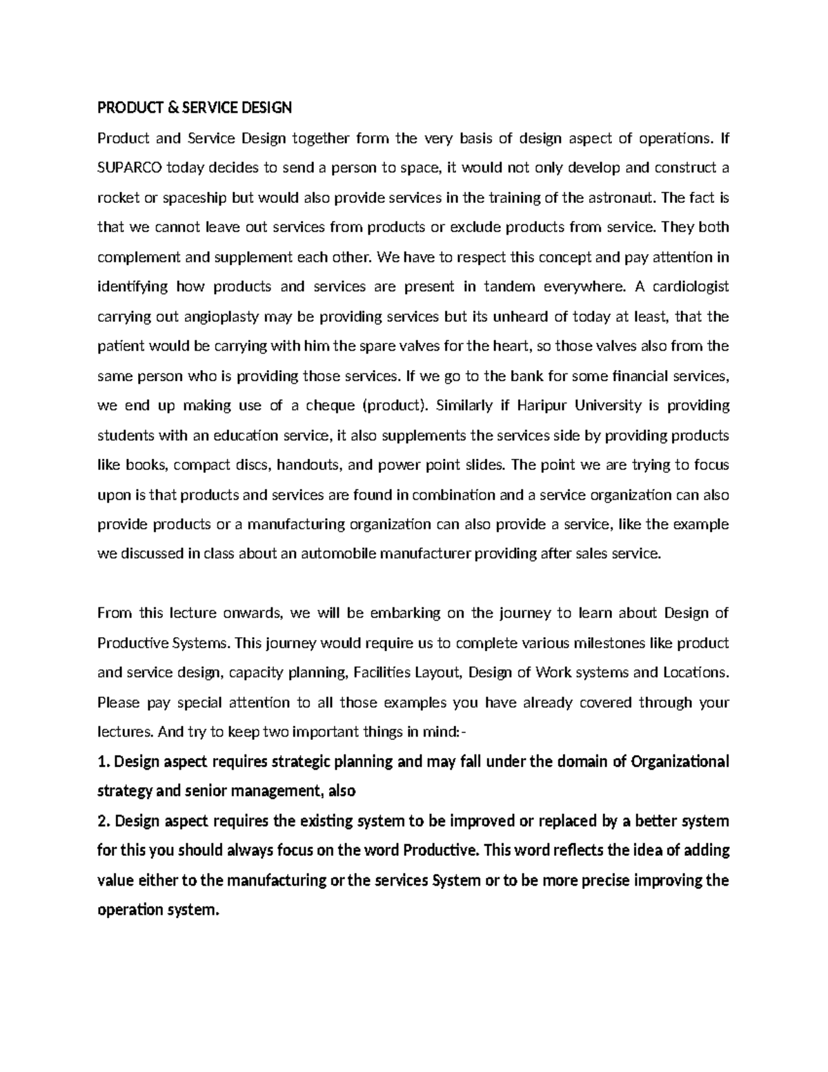 Product and Service Design Overview - BBA-VII Semester - Studocu