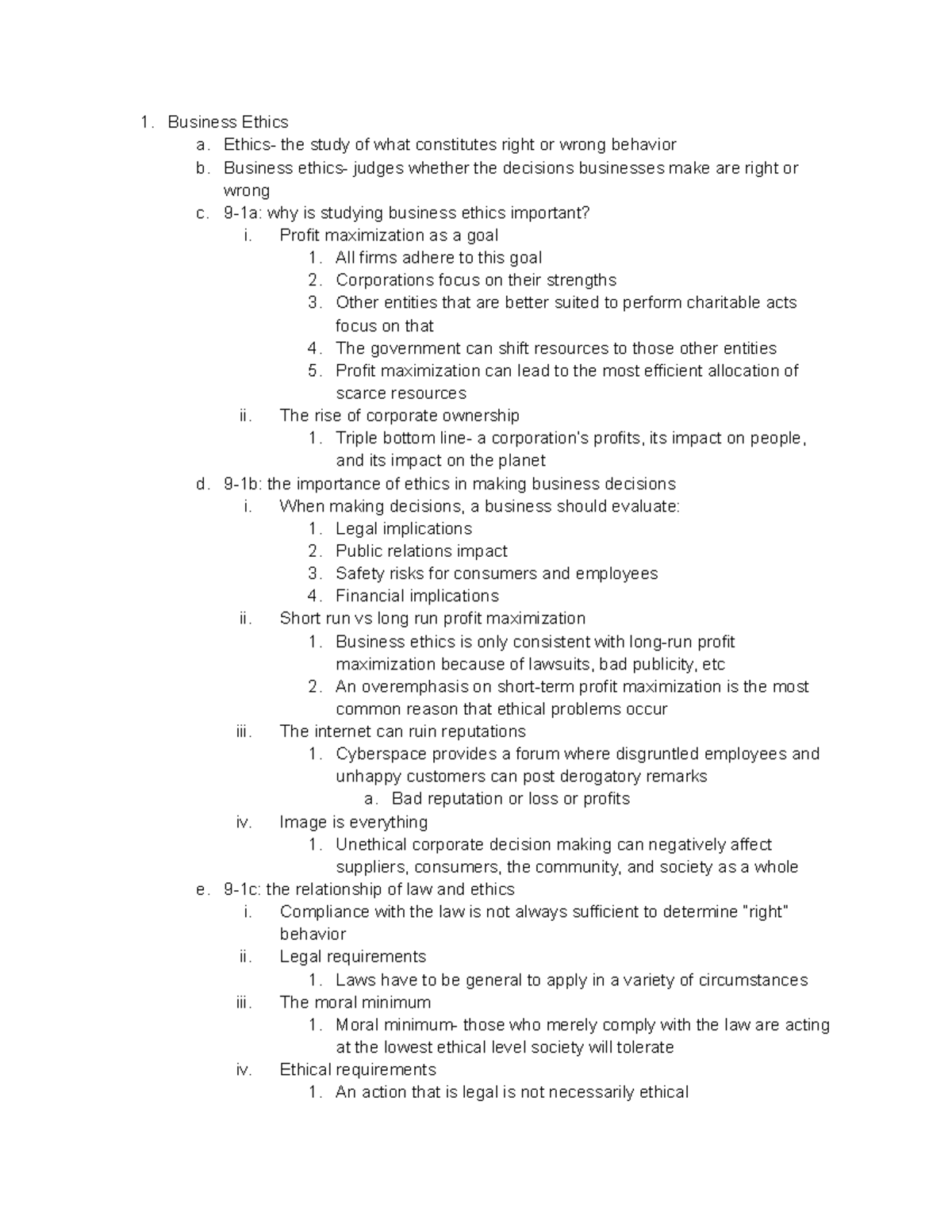 Chapter 9: Business Ethics & Decision Making Insights - Studocu