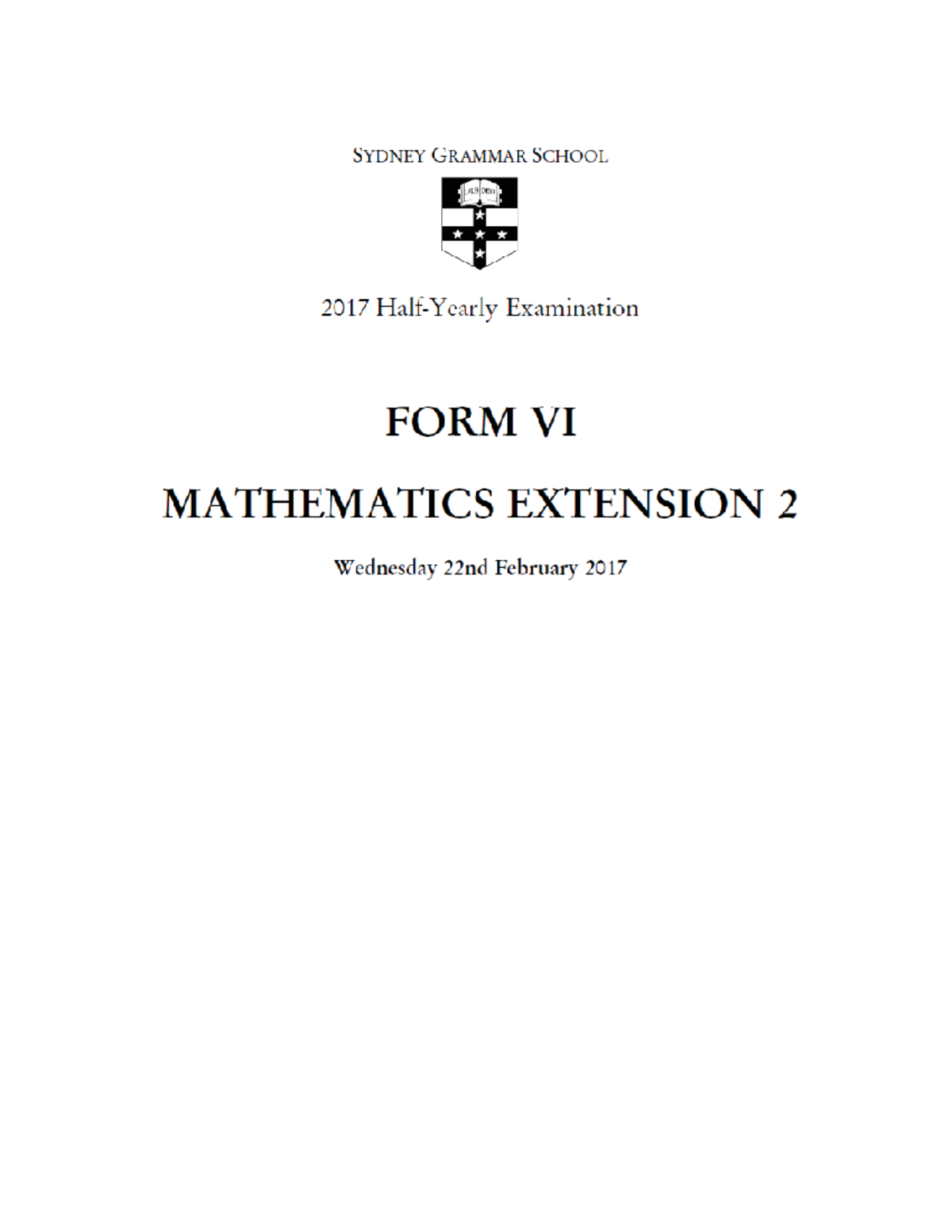 Mathematics Ext2 +HY+ Selection Notes 2017 - Edited Version - Studocu