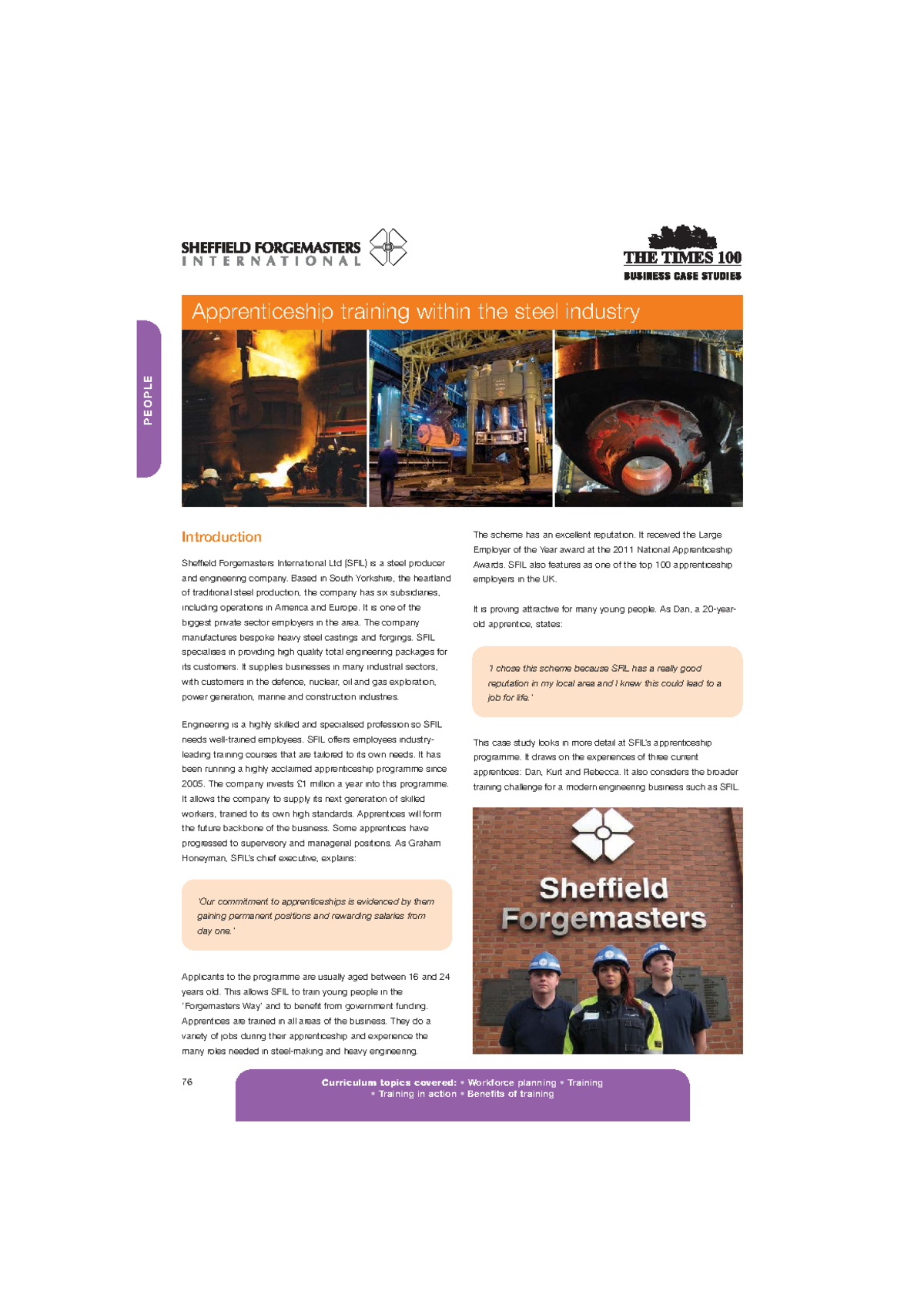 Sheffield Forgemasters International Ltd: Apprenticeship Training Case ...