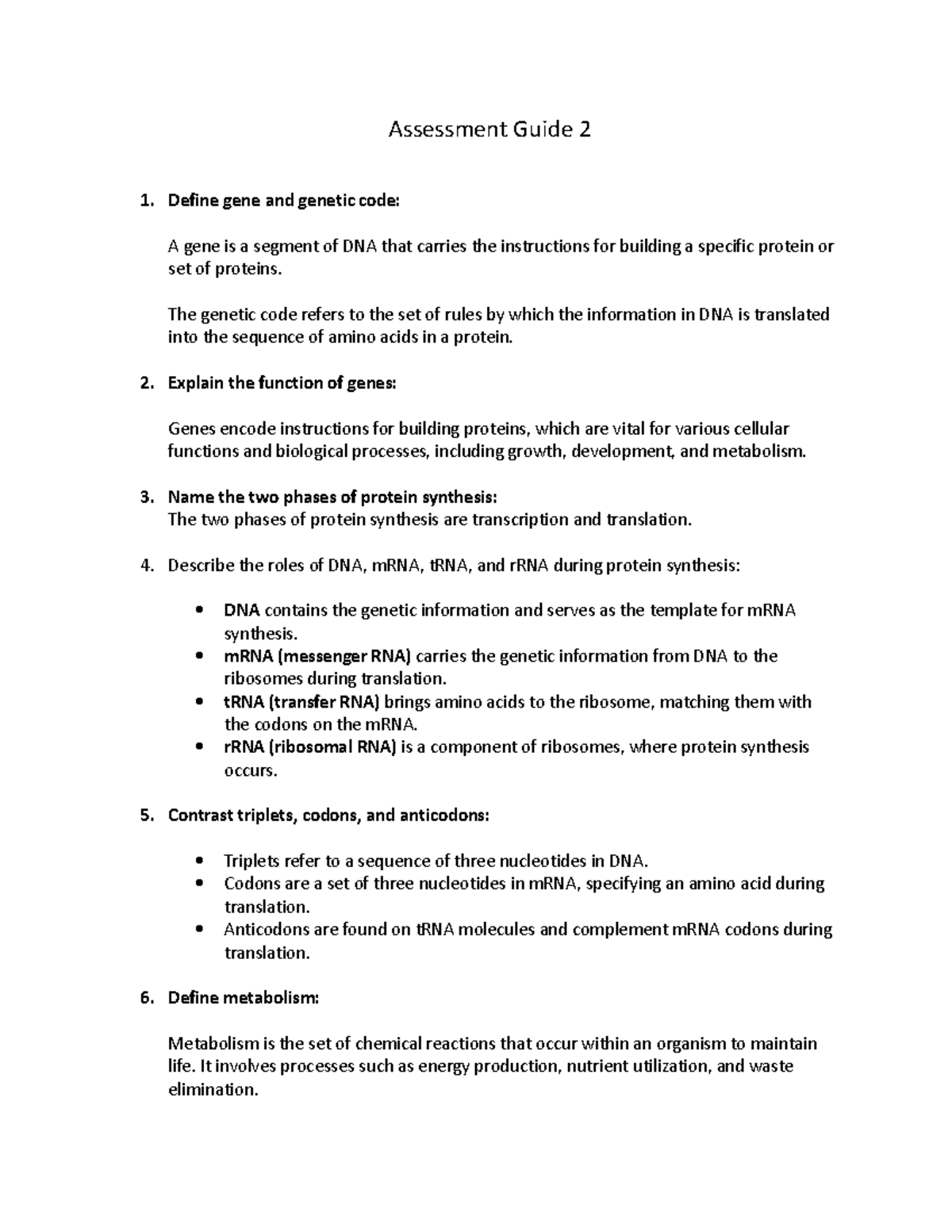 Mitosis & Meiosis Assessment Guide 2: Key Concepts & Processes - Studocu