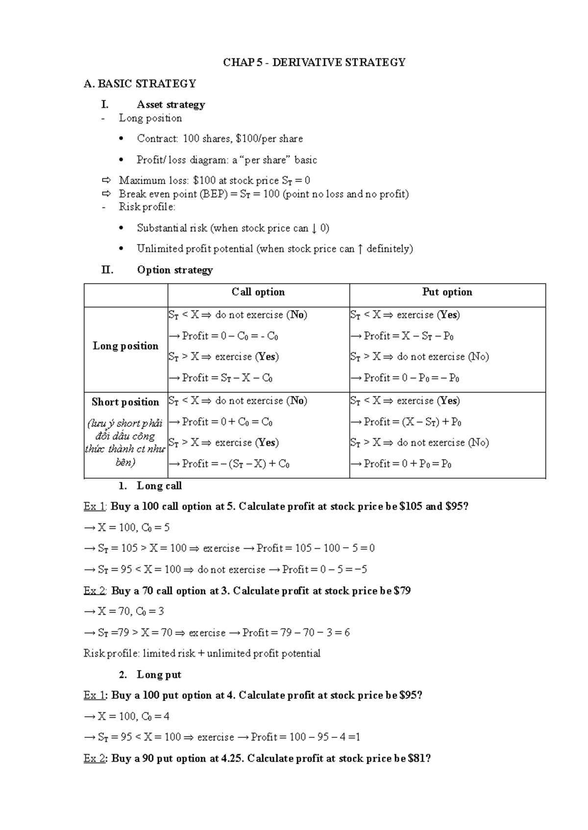 TÀI LIỆU ÔN TẬP CHAP 5: DERIVATIVE STRATEGY (FIN 101) - Studocu
