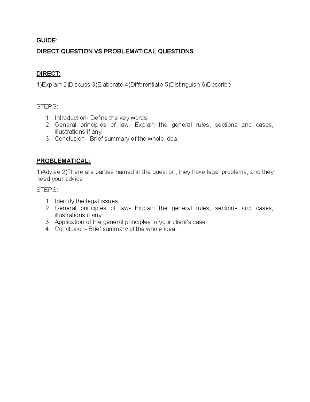 Answer Scheme & Guide for Problem Questions (LAW 101) - Studocu