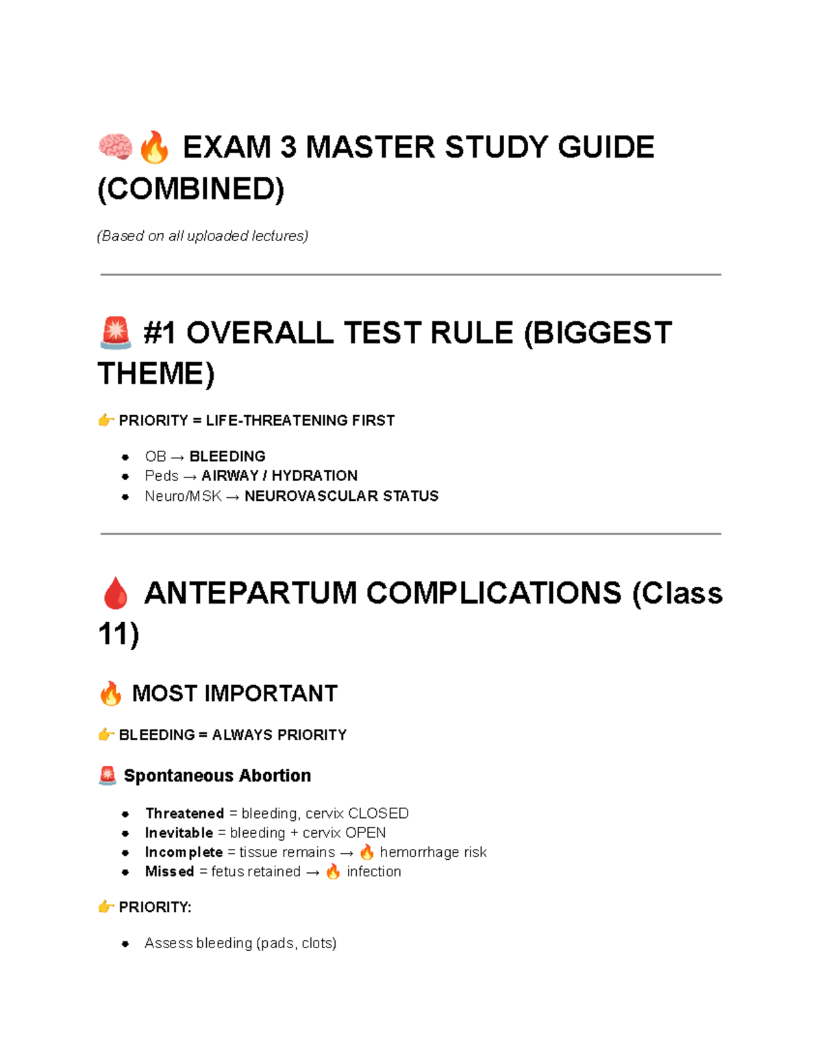 EXAM 3 Master Study Guide (Combined) - Key Topics & Priorities - Studocu