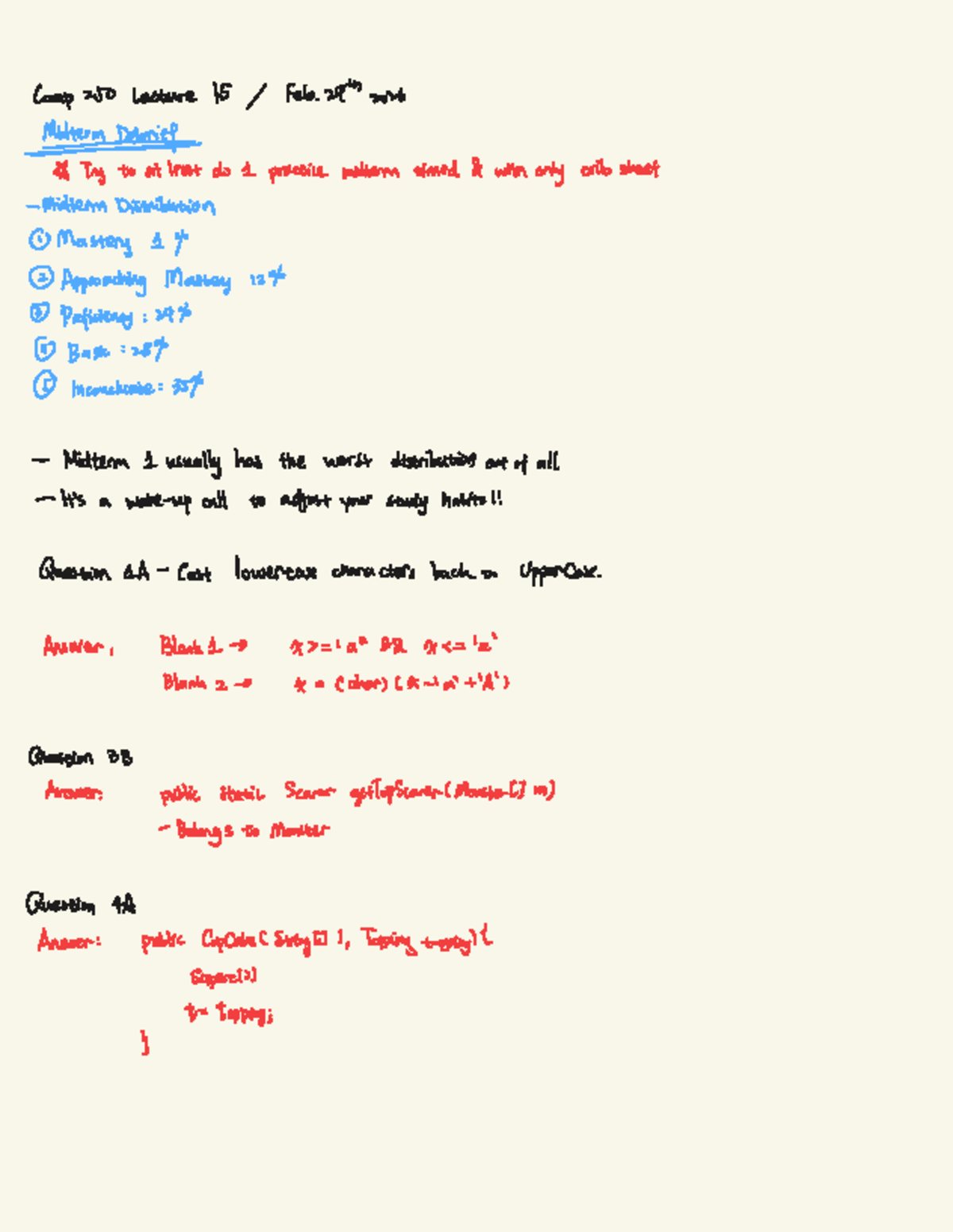 Comp 250 Midterm Review: Lecture 15 Debrief & Practice Tips - Studocu