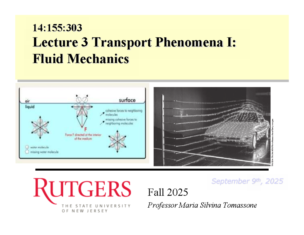 14:155:303 Lecture 3: Fluid Mechanics - Streaklines & Surface Tension ...