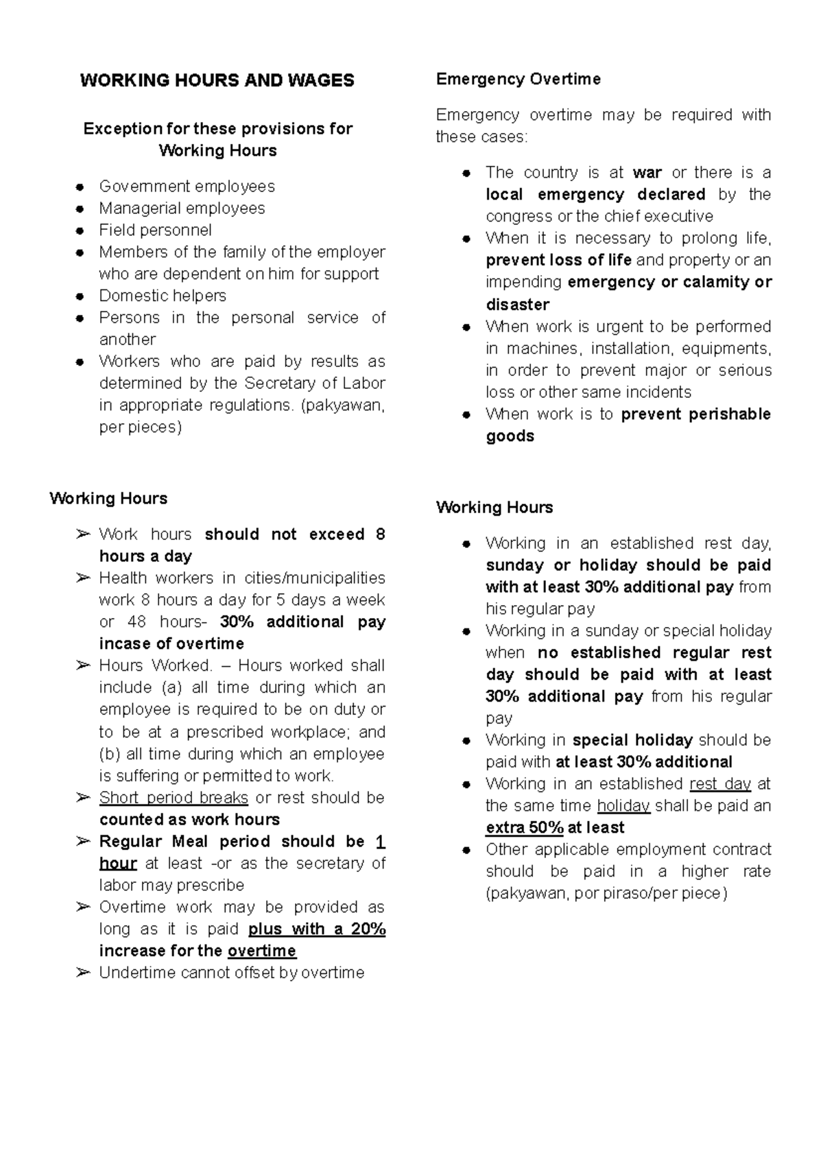Q4 WORK IMMERSION: Working Hours and Wages Regulations - Studocu