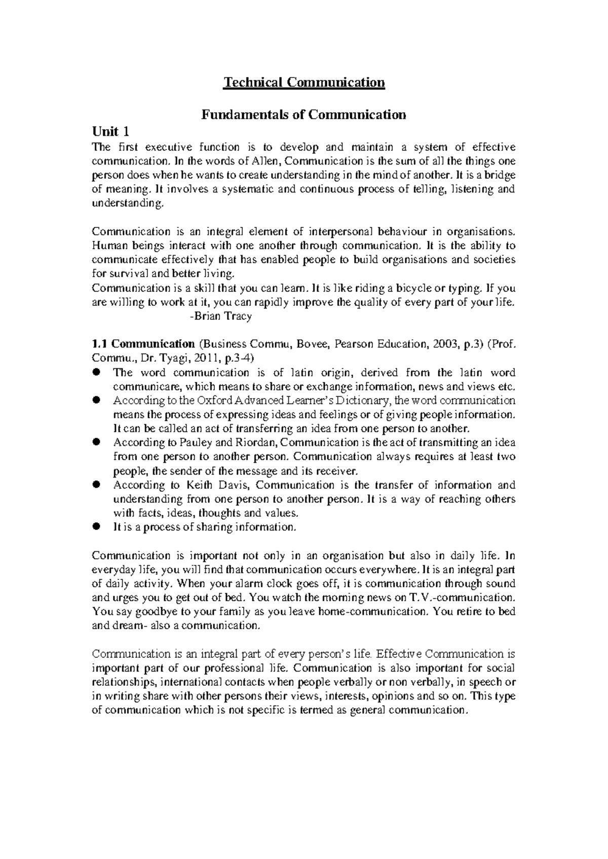Bas301 notes - Technical Communication Fundamentals of Communication ...