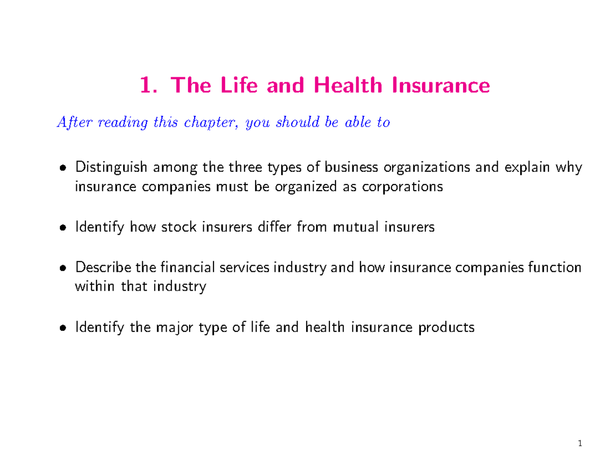 Health and Life Insurance Overview: Key Concepts and Types - Studocu