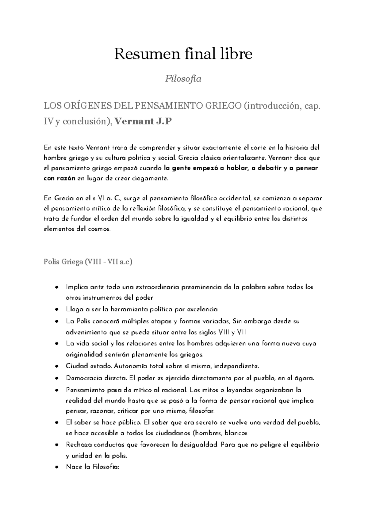 Resumen Final Libre: Filosofía y Tragedia en Grecia (Filosofía 101) - Document Preview