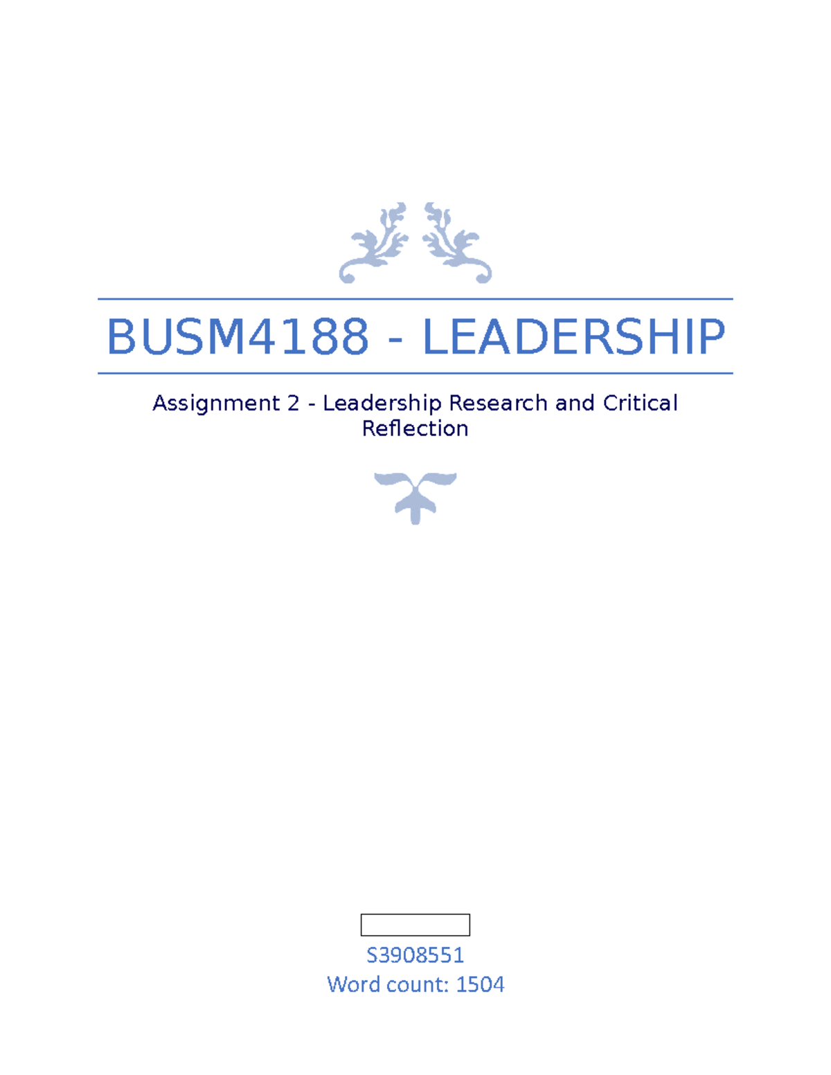 BUSM4188 Assignment 2: Leadership Analysis on Donald Trump - Studocu