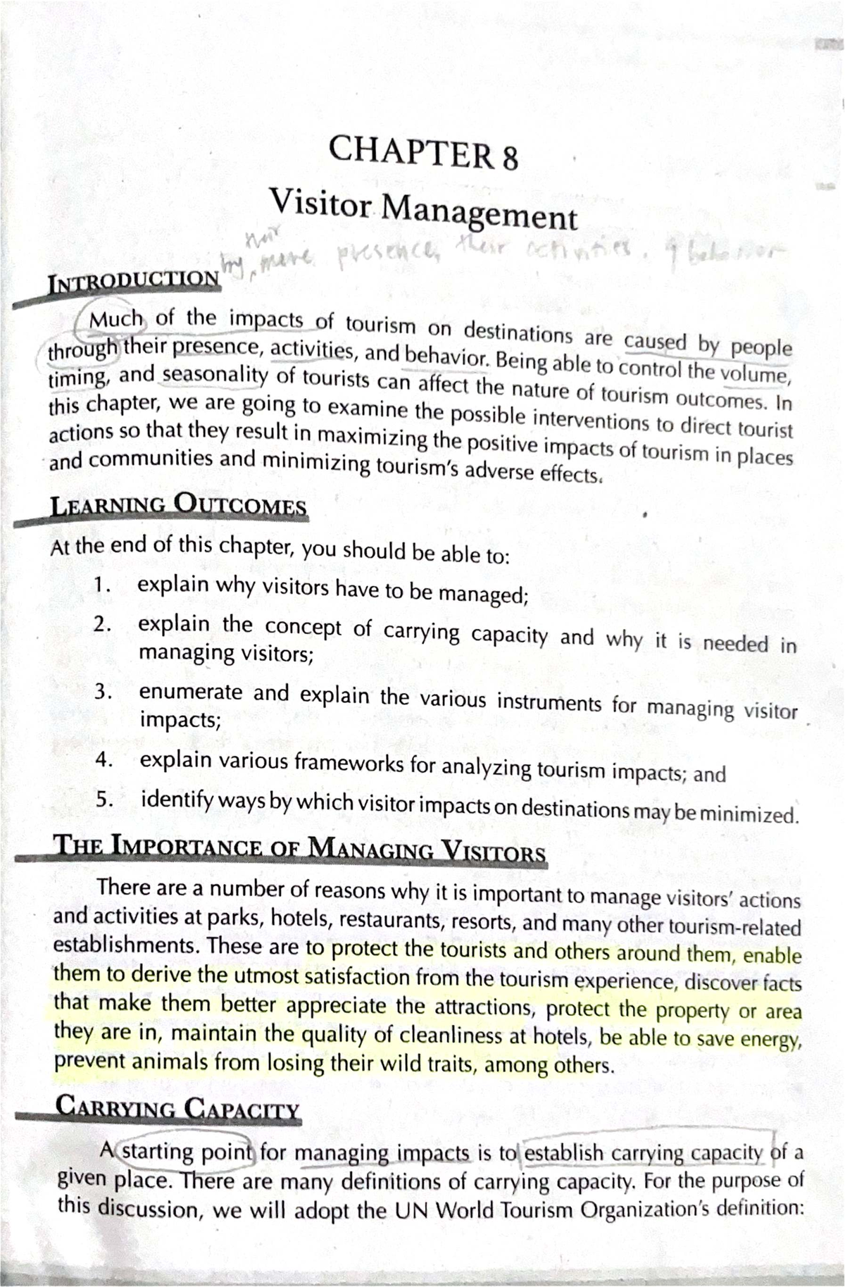 CHAPTER 8: Visitor Management Strategies in Tourism (ENG 101) - Studocu