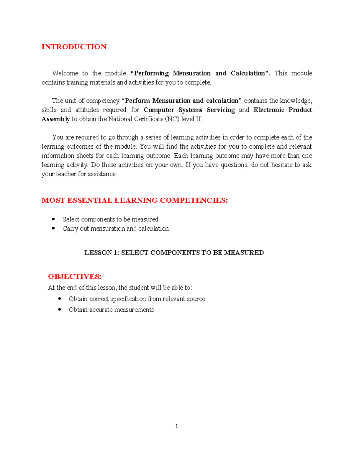 Final Module CSS1 - computer systems servicing - INTRODUCTION Welcome ...