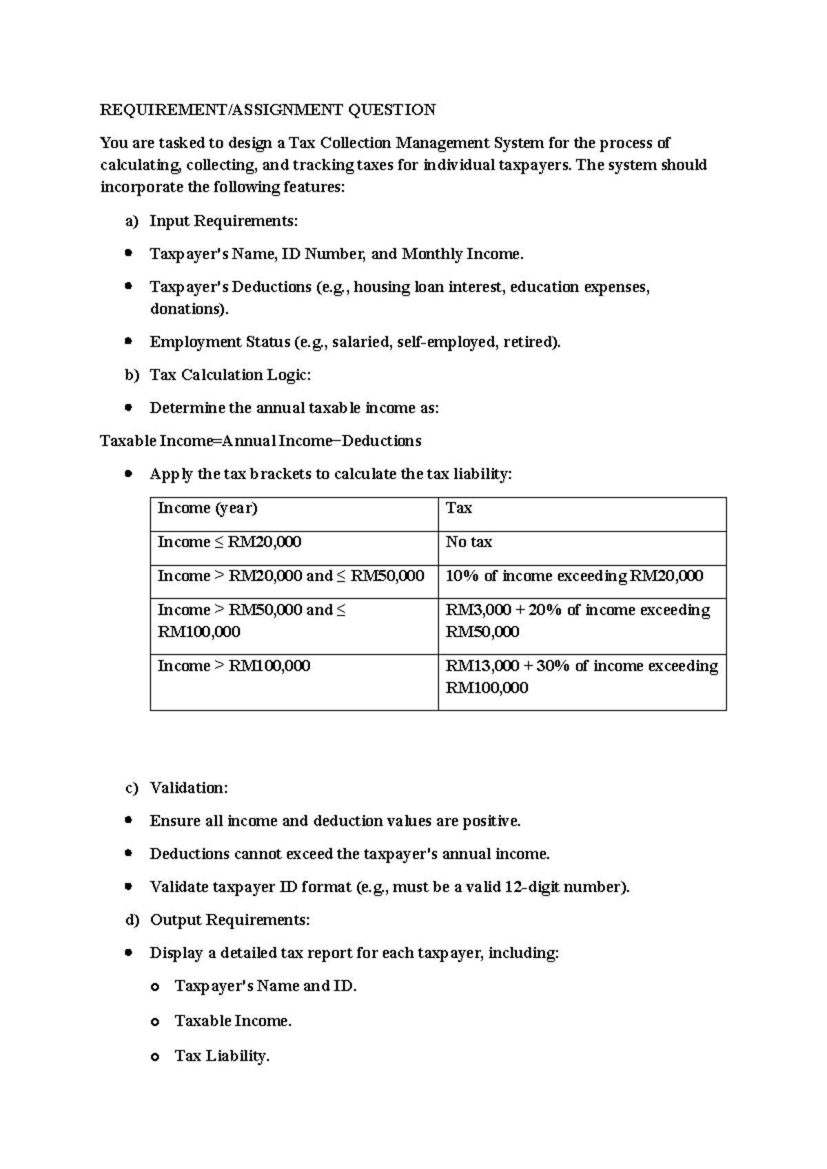 Tax Collection Management System Design - Program Test - Studocu