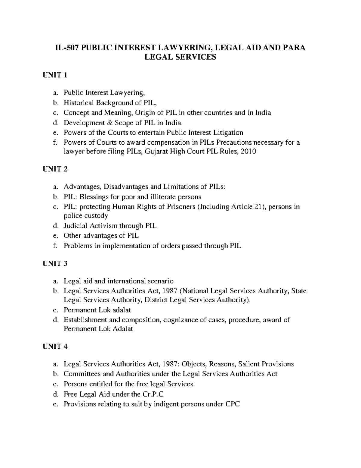 Public interest lawyering and legal aid notes (507) - Studocu