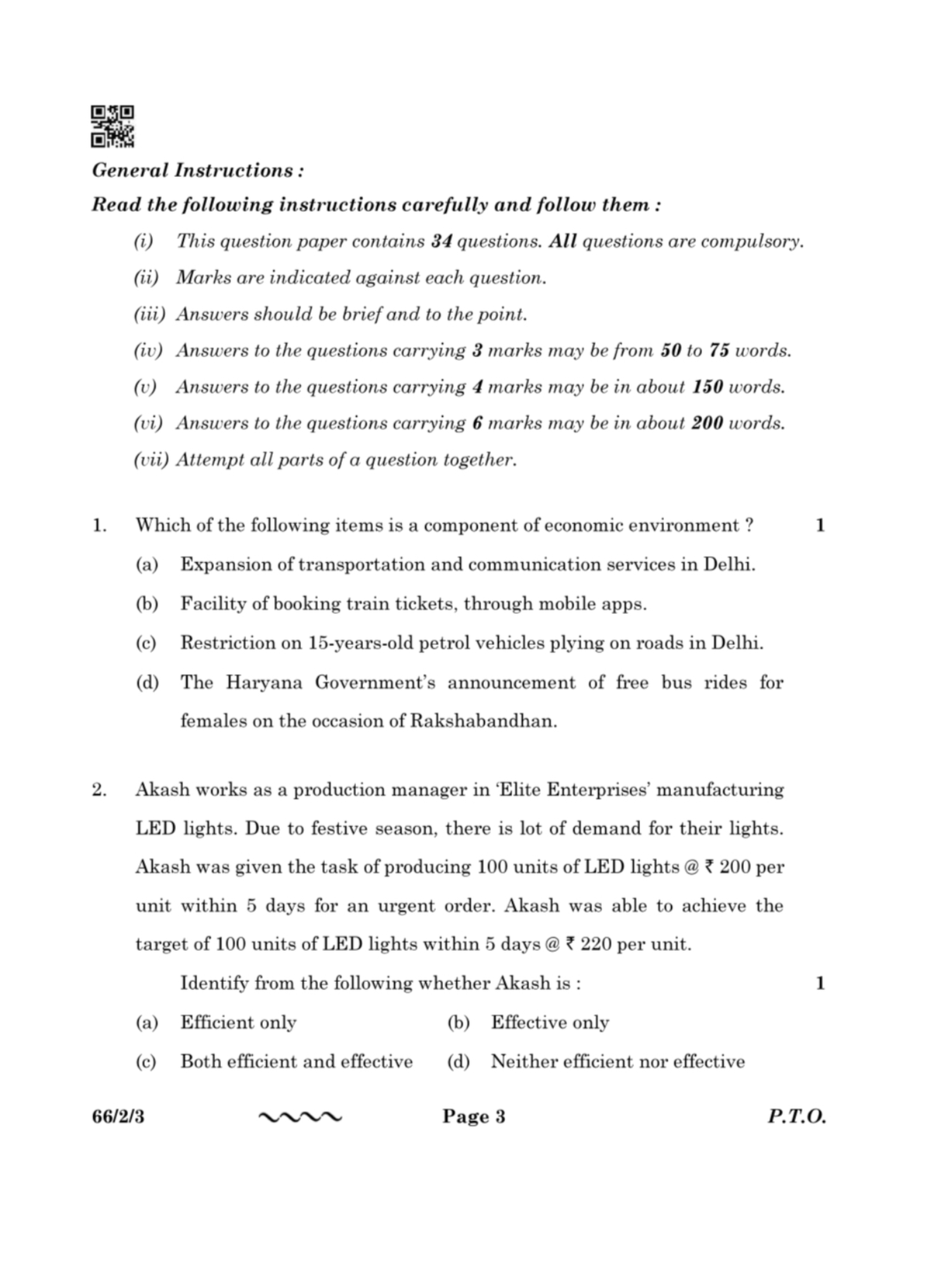 Bst SQP 2 - Comprehensive Question Paper for Management Concepts - Studocu