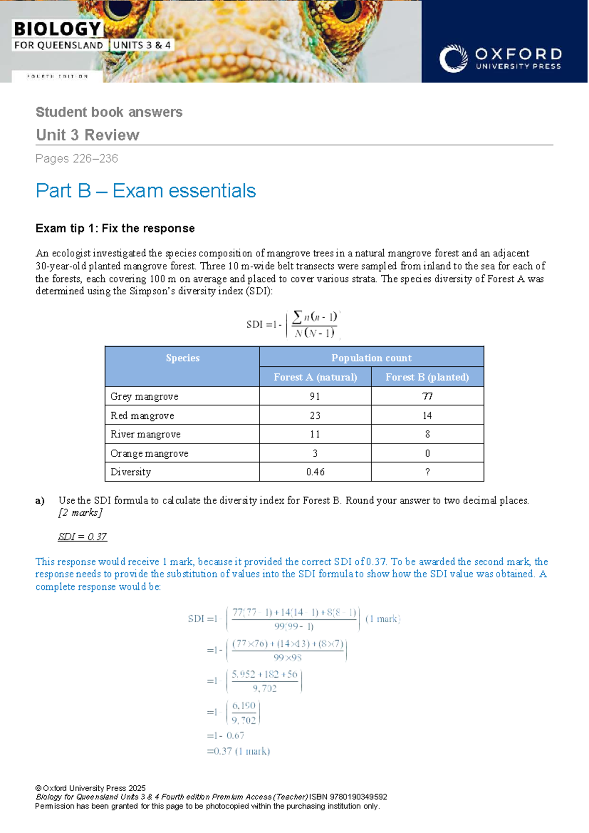 Unit 3 Review: Student Book Answers & Exam Tips for Biology - Studocu