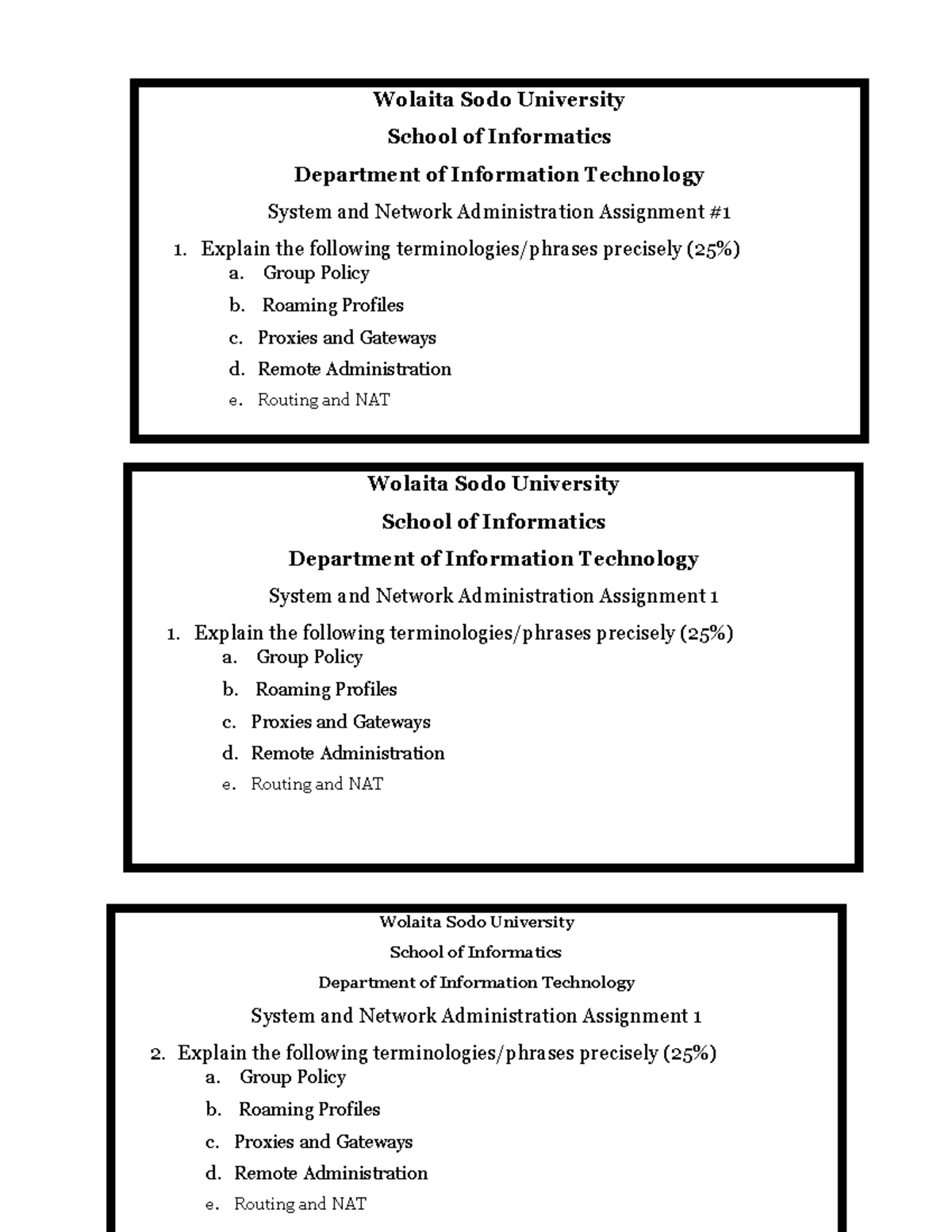System and Network Admin Assignment 1 - Practice Material - Studocu