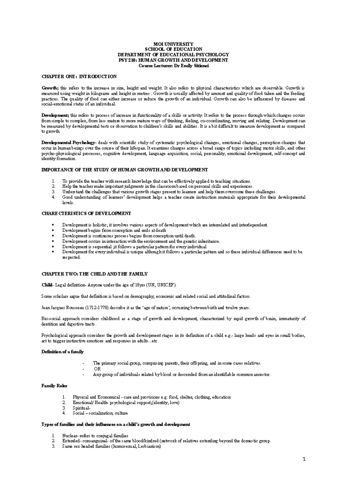 PSY 210: Human Growth and Development - Chapter Summaries and Key ...