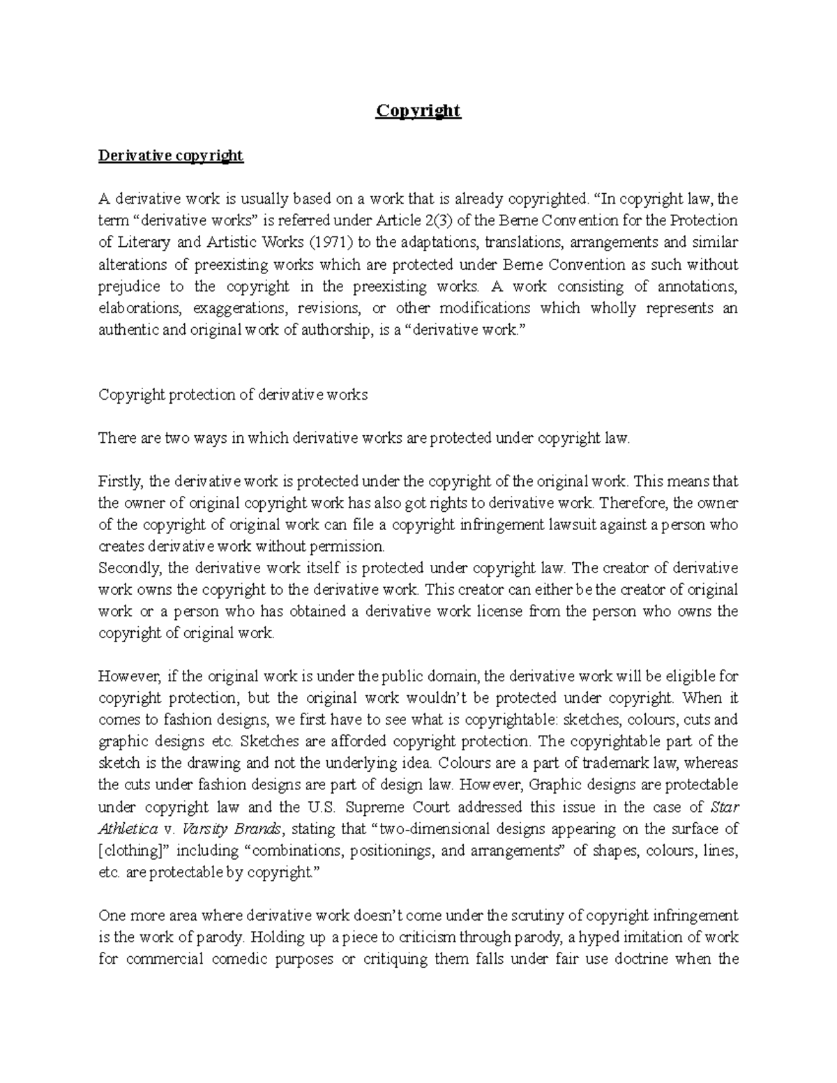 Copyright and Derivative Works: Understanding Legal Protections - Studocu