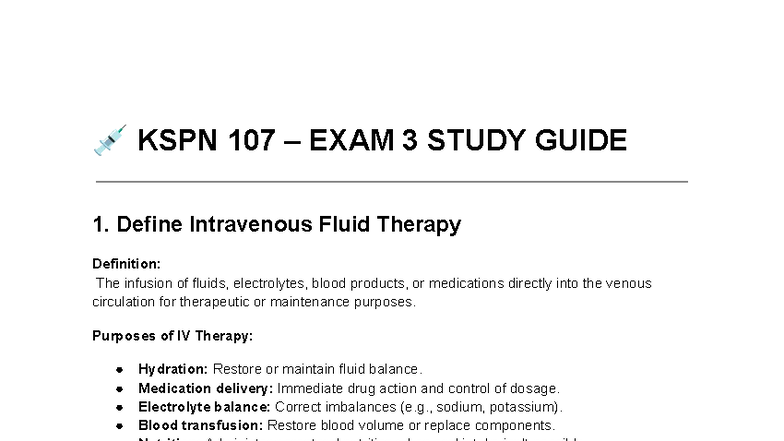KSPN 107 EXAM 3 STUDY GUIDE with NCLEX Practice Questions - Studocu