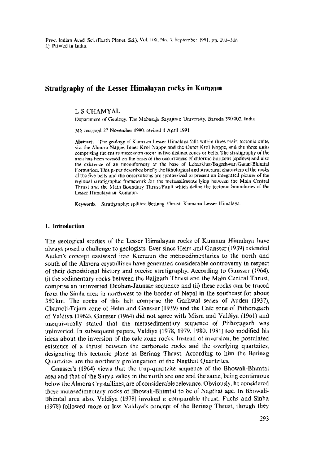 Stratigraphy of Lesser Himalayan Rocks in Kumaun: Insights and Analysis ...