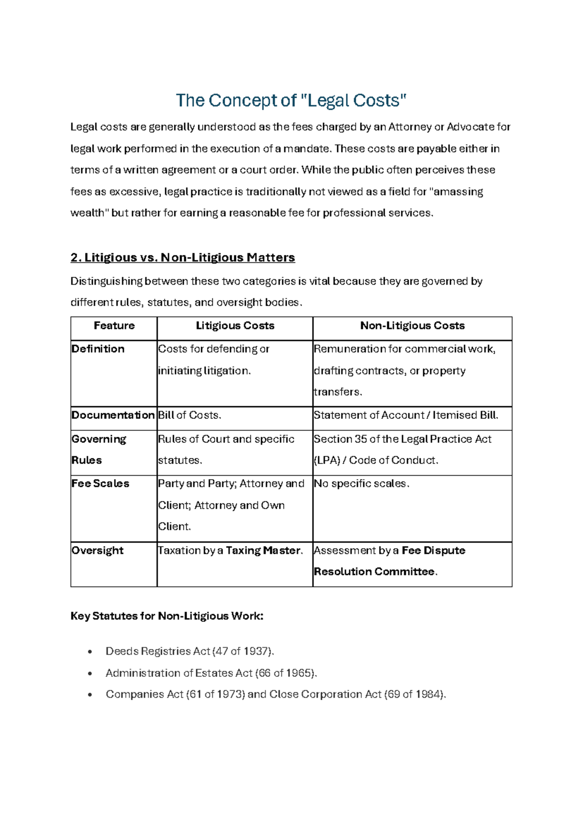 Legal Cost - Notes (Course Code: LPA 101) - Studocu