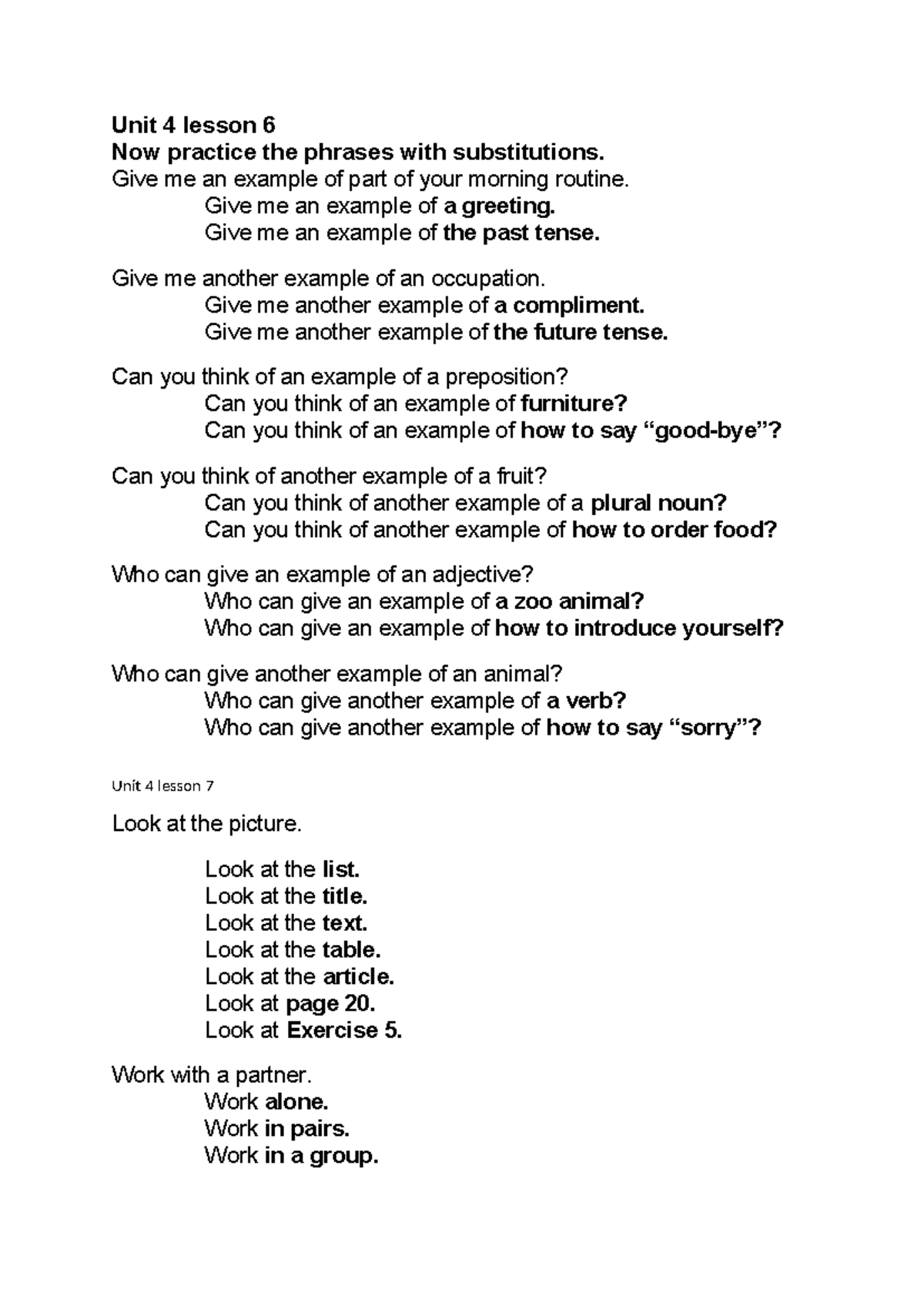 Unit 4 Lesson 6: Practicing Phrases and Examples in English - Studocu