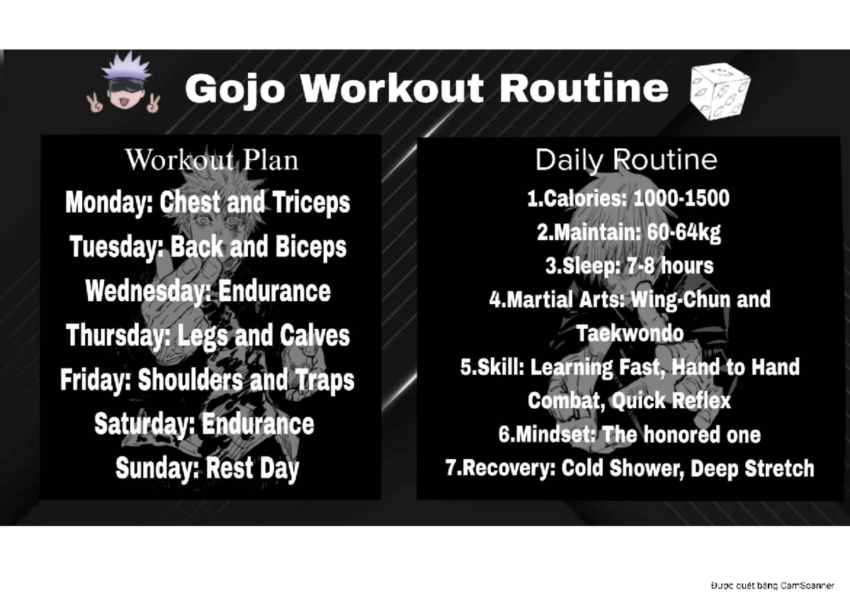 Gojo Workout Routine Plan: Weekly Schedule & Tips - Studocu